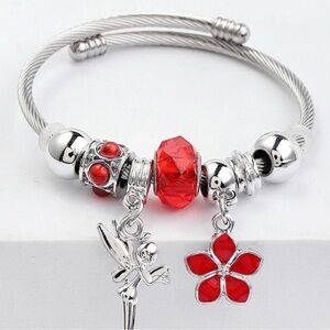 Silver and Red Charm Bracelet
